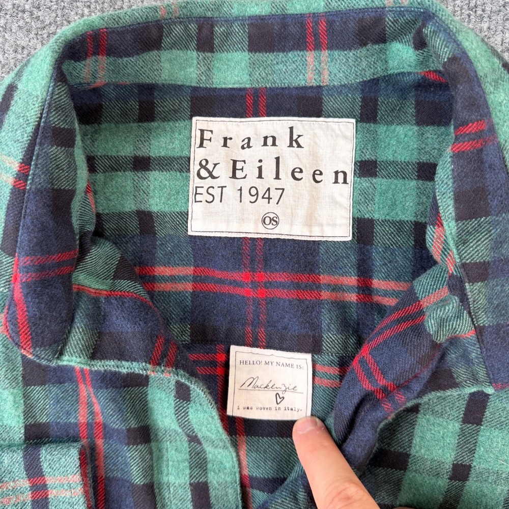 Frank & Eileen Mackenzie Plaid Flannel Shirt Womens OS Green Red Cotton - Picture 4 of 10